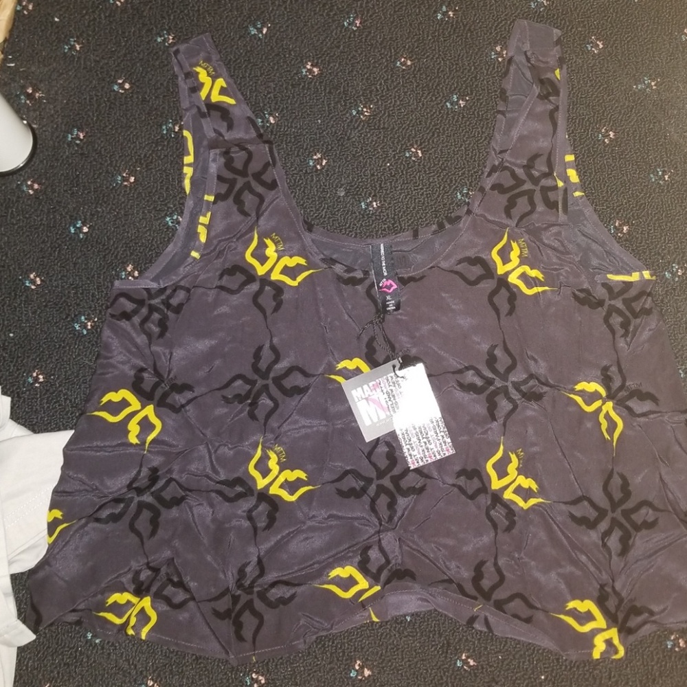Married to the Mob Silk Swing Hi-low Crop Tank NWT
